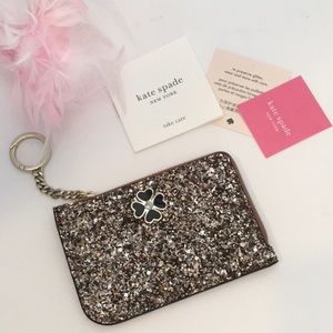 New Kate Spade Odette Glitter Keychain Card Holder